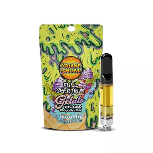Iguana Smoke CBD Full Spectrum 70% Cartridge 1400mg Gelato